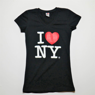 I Love NY V-Neck Ladies T-Shirts Black
