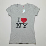 I Love NY V-Neck Ladies T-Shirts Gray