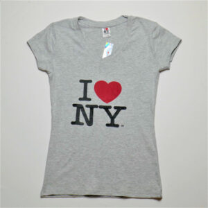 I Love NY V-Neck Ladies T-Shirts Gray