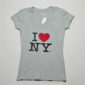 I Love NY V-Neck Ladies T-Shirts Gray