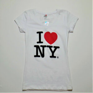 I Love NY V-Neck Ladies T-Shirts White